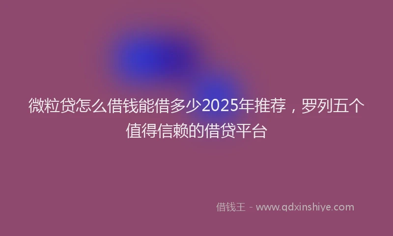 微粒贷怎么借钱能借多少2025年推荐，罗列五个值得信赖的借贷平台