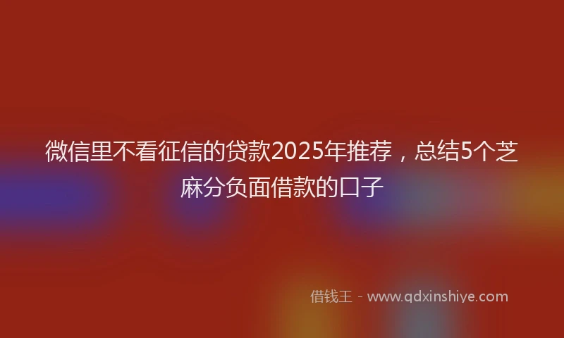 微信里不看征信的贷款2025年推荐，总结5个芝麻分负面借款的口子