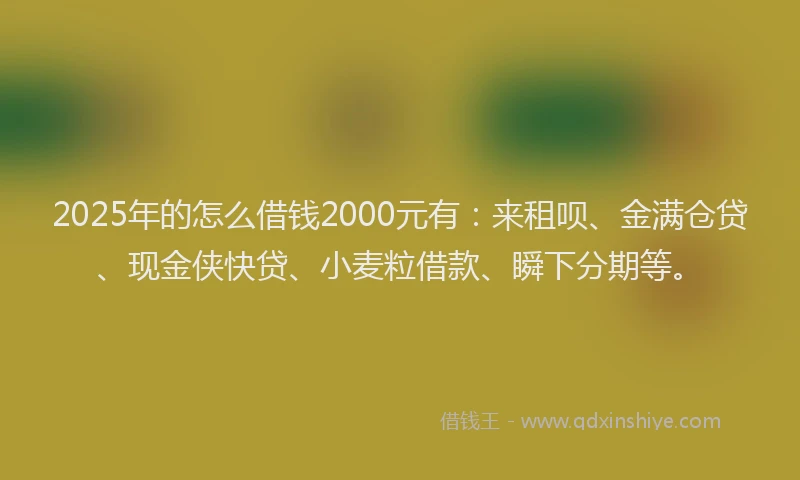 2025年的怎么借钱2000元有：来租呗、金满仓贷、现金侠快贷、小麦粒借款、瞬下分期等。