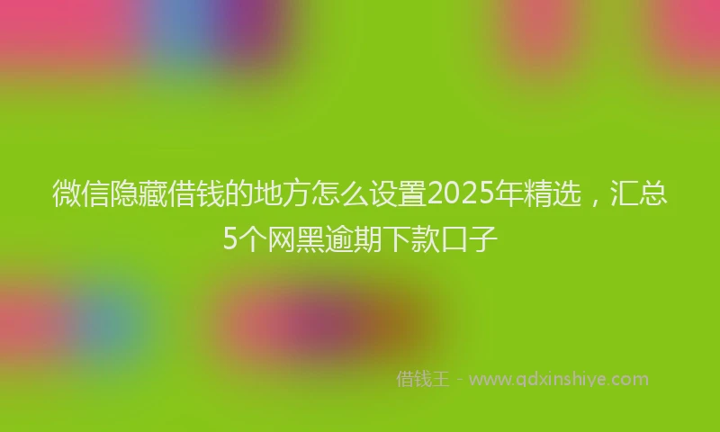 微信隐藏借钱的地方怎么设置2025年精选，汇总5个网黑逾期下款口子
