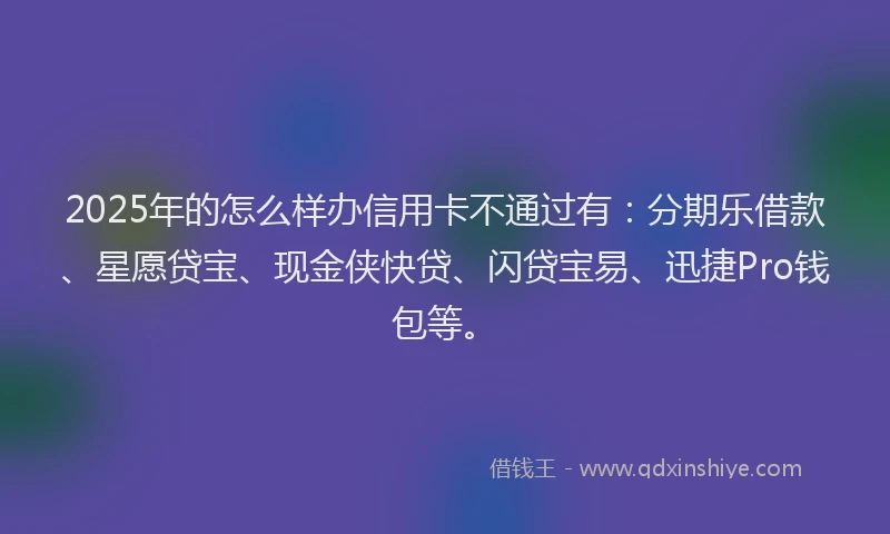 2025年的怎么样办信用卡不通过有：分期乐借款、星愿贷宝、现金侠快贷、闪贷宝易、迅捷Pro钱包等。