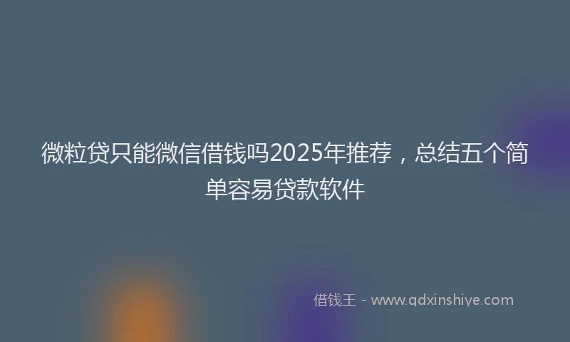 微粒贷只能微信借钱吗2025年推荐，总结五个简单容易贷款软件