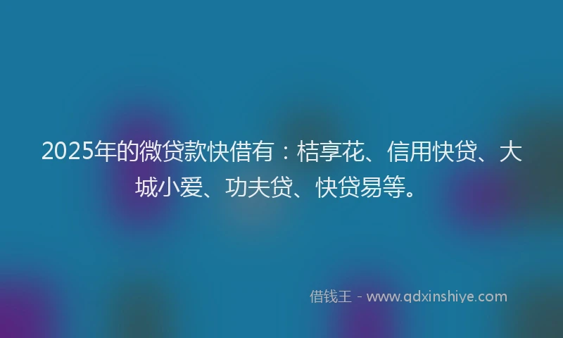 2025年的微贷款快借有：桔享花、信用快贷、大城小爱、功夫贷、快贷易等。