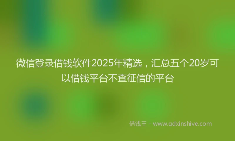 微信登录借钱软件2025年精选，汇总五个20岁可以借钱平台不查征信的平台