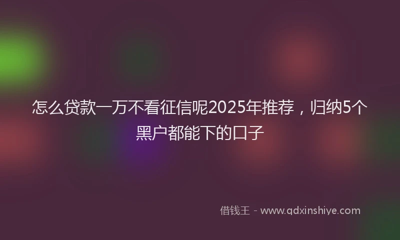 怎么贷款一万不看征信呢2025年推荐，归纳5个黑户都能下的口子