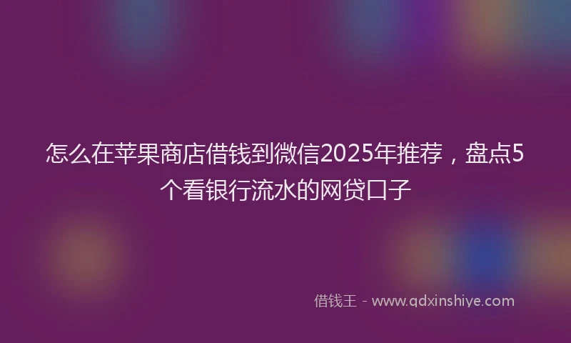 怎么在苹果商店借钱到微信2025年推荐，盘点5个看银行流水的网贷口子