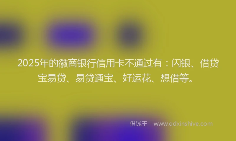 2025年的徽商银行信用卡不通过有：闪银、借贷宝易贷、易贷通宝、好运花、想借等。