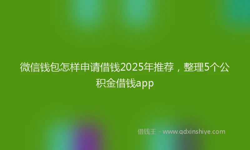 微信钱包怎样申请借钱2025年推荐，整理5个公积金借钱app