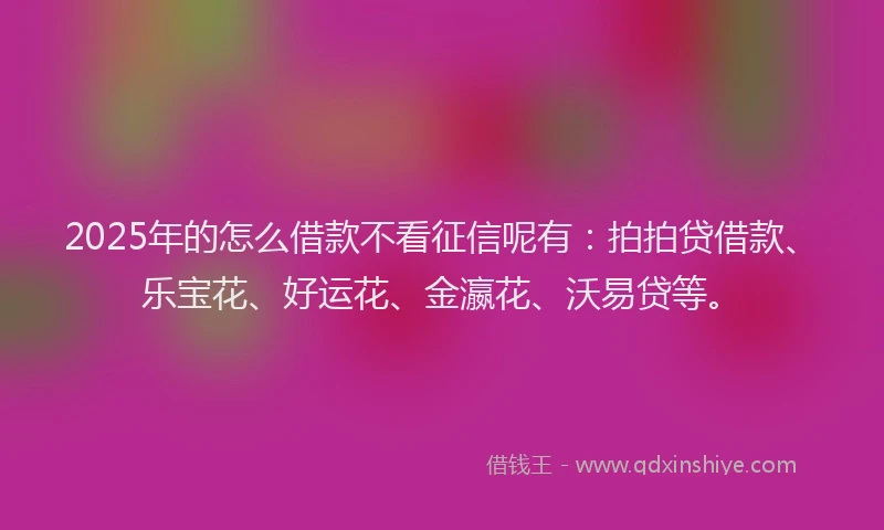 2025年的怎么借款不看征信呢有：拍拍贷借款、乐宝花、好运花、金瀛花、沃易贷等。