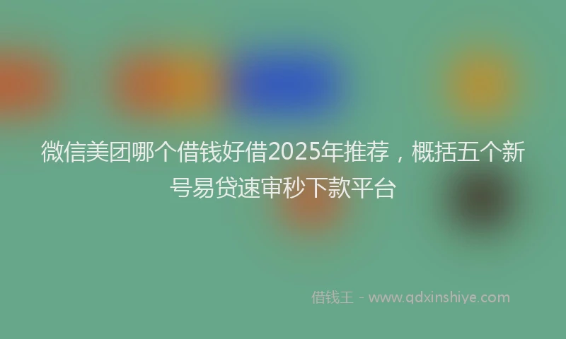 微信美团哪个借钱好借2025年推荐，概括五个新号易贷速审秒下款平台