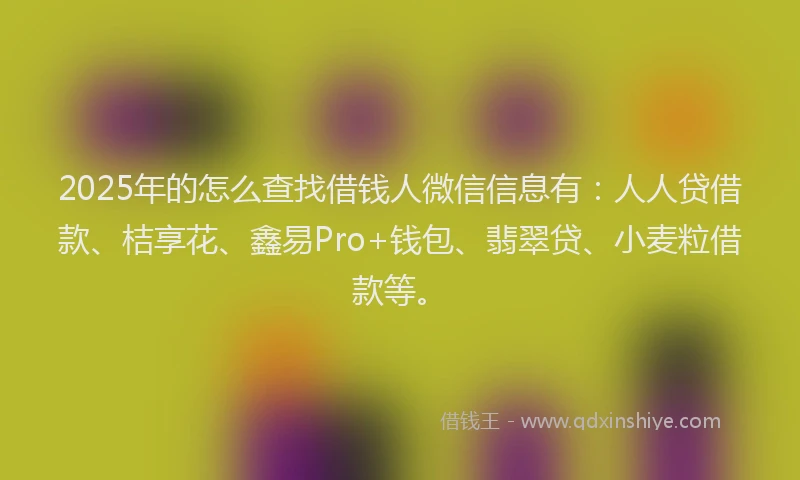 2025年的怎么查找借钱人微信信息有：人人贷借款、桔享花、鑫易Pro+钱包、翡翠贷、小麦粒借款等。