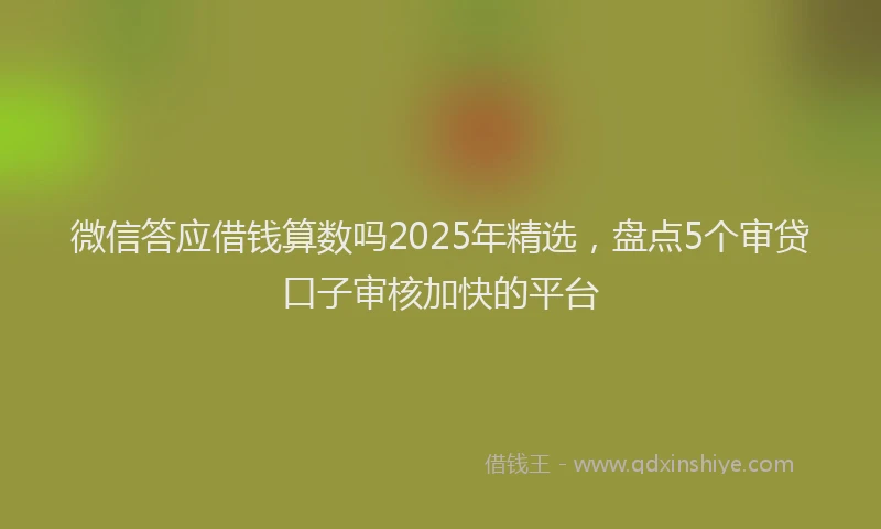 微信答应借钱算数吗2025年精选，盘点5个审贷口子审核加快的平台
