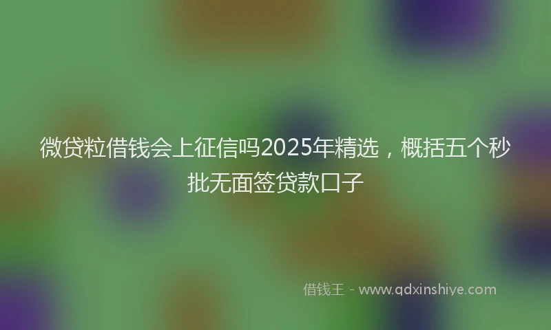 微贷粒借钱会上征信吗2025年精选，概括五个秒批无面签贷款口子