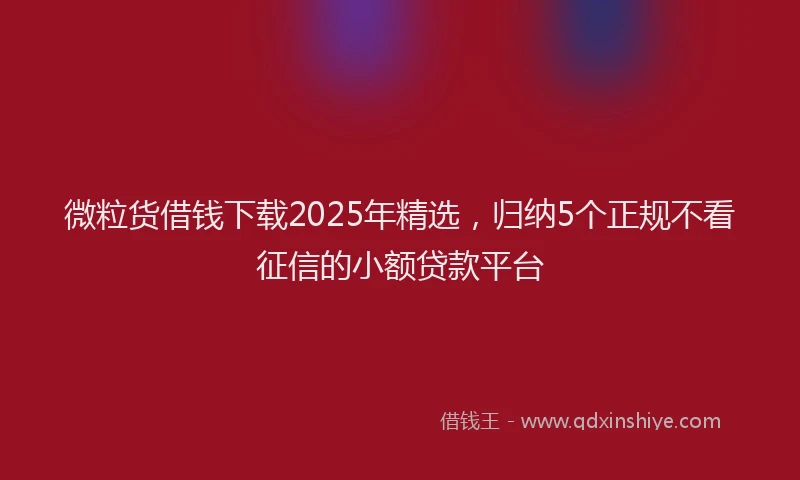 微粒货借钱下载2025年精选，归纳5个正规不看征信的小额贷款平台