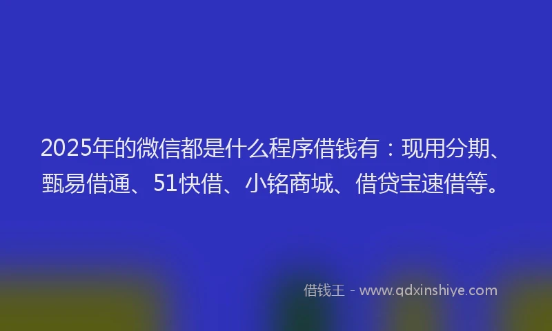 2025年的微信都是什么程序借钱有：现用分期、甄易借通、51快借、小铭商城、借贷宝速借等。