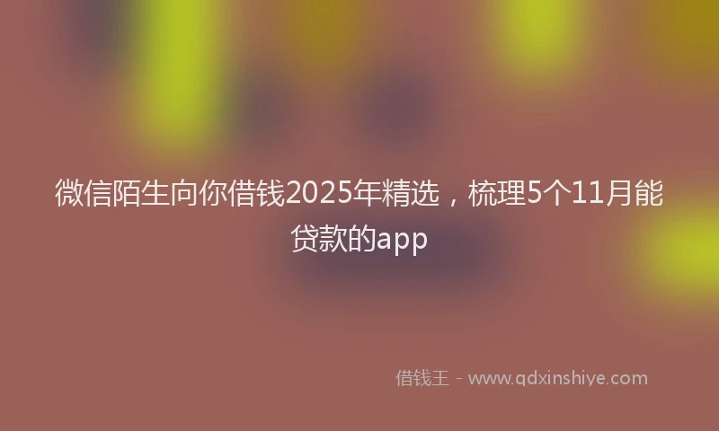 微信陌生向你借钱2025年精选，梳理5个11月能贷款的app