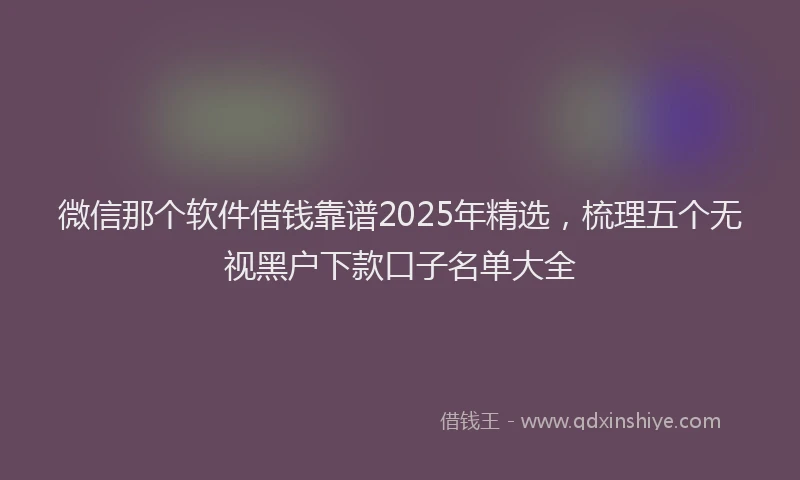 微信那个软件借钱靠谱2025年精选，梳理五个无视黑户下款口子名单大全