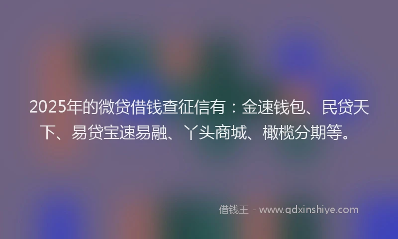 2025年的微贷借钱查征信有：金速钱包、民贷天下、易贷宝速易融、丫头商城、橄榄分期等。