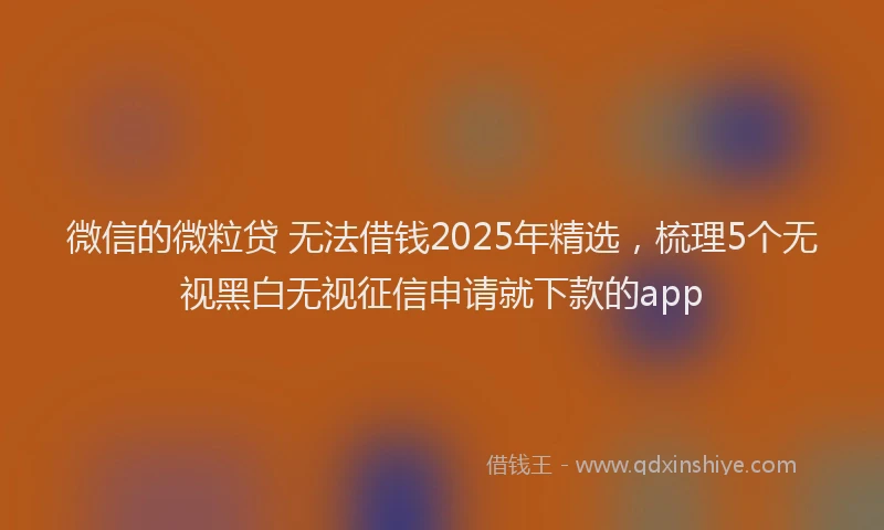 微信的微粒贷 无法借钱2025年精选，梳理5个无视黑白无视征信申请就下款的app