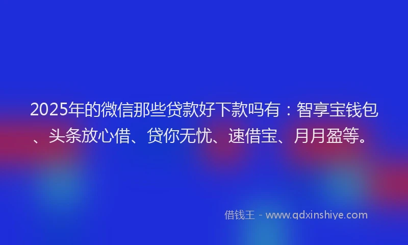 2025年的微信那些贷款好下款吗有：智享宝钱包、头条放心借、贷你无忧、速借宝、月月盈等。