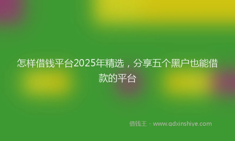 怎样借钱平台2025年精选，分享五个黑户也能借款的平台
