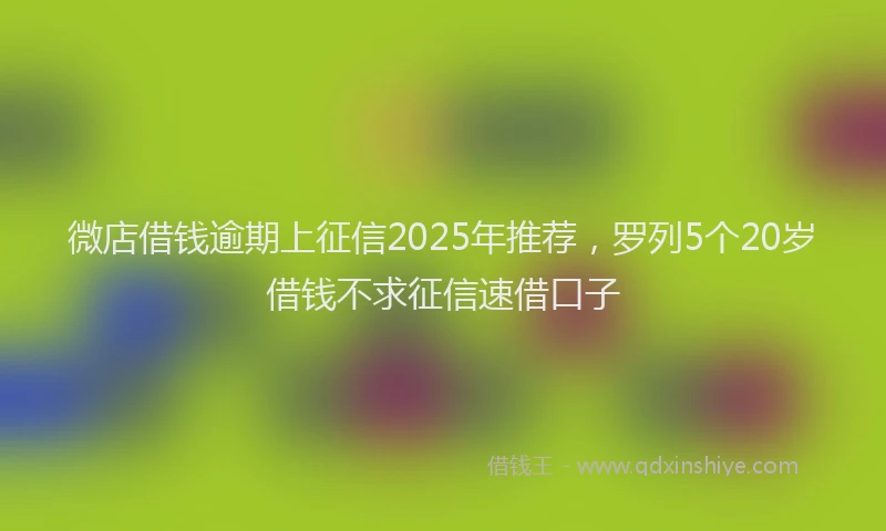 微店借钱逾期上征信2025年推荐，罗列5个20岁借钱不求征信速借口子