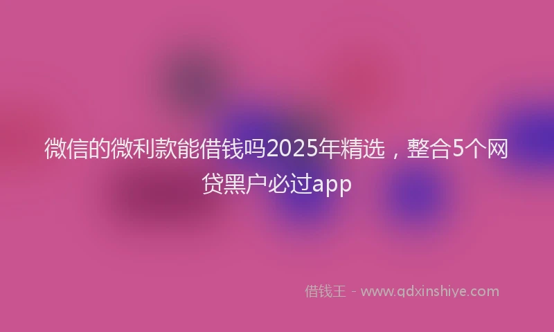 微信的微利款能借钱吗2025年精选，整合5个网贷黑户必过app