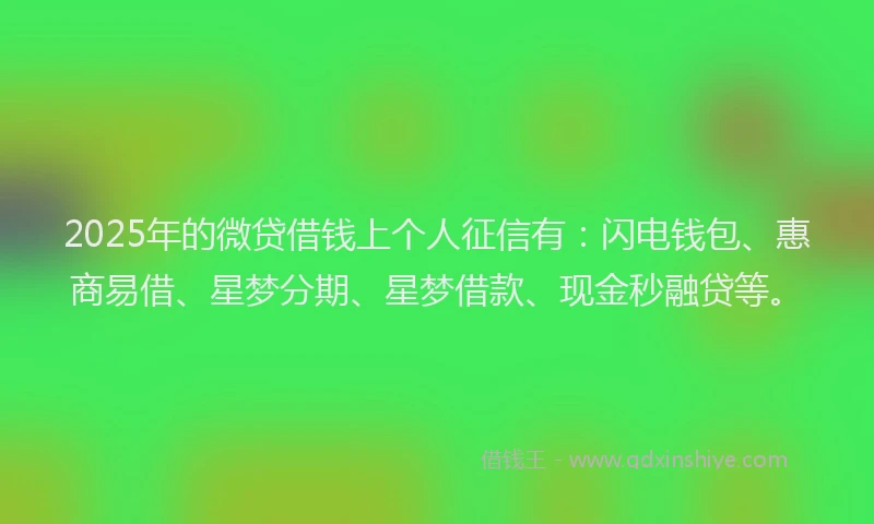 2025年的微贷借钱上个人征信有：闪电钱包、惠商易借、星梦分期、星梦借款、现金秒融贷等。