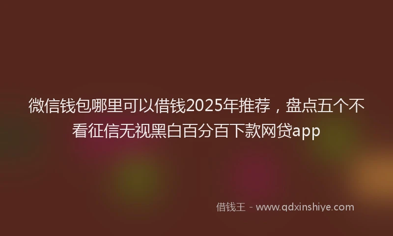 微信钱包哪里可以借钱2025年推荐，盘点五个不看征信无视黑白百分百下款网贷app