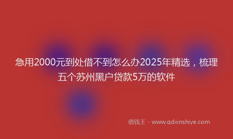 急用2000元到处借不到怎么办2025年精选，梳理五个苏州黑户贷款5万的软件