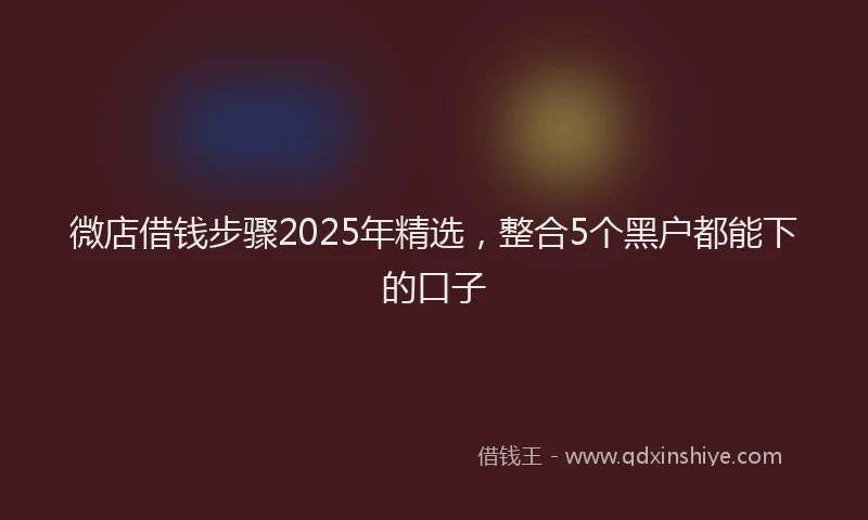 微店借钱步骤2025年精选，整合5个黑户都能下的口子