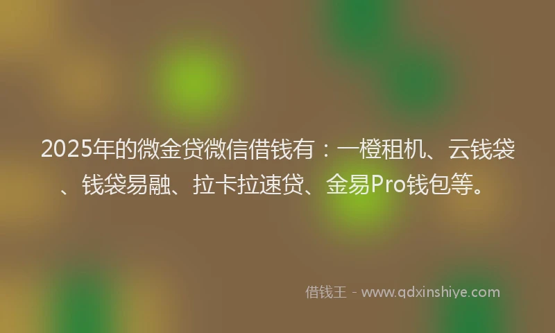 2025年的微金贷微信借钱有：一橙租机、云钱袋、钱袋易融、拉卡拉速贷、金易Pro钱包等。