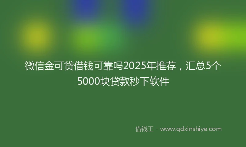 微信金可贷借钱可靠吗2025年推荐，汇总5个5000块贷款秒下软件