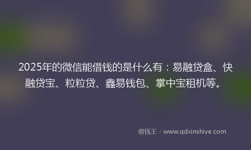 2025年的微信能借钱的是什么有：易融贷盒、快融贷宝、粒粒贷、鑫易钱包、掌中宝租机等。