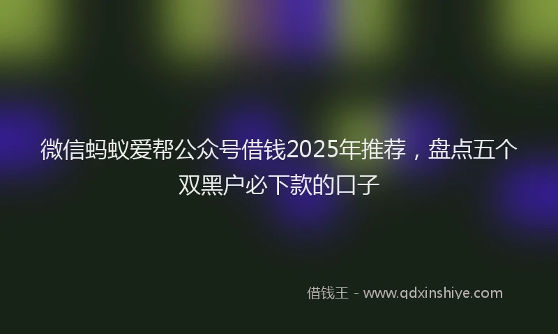 微信蚂蚁爱帮公众号借钱2025年推荐，盘点五个双黑户必下款的口子