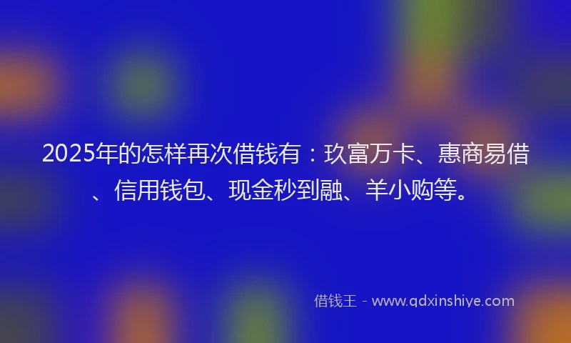 2025年的怎样再次借钱有：玖富万卡、惠商易借、信用钱包、现金秒到融、羊小购等。