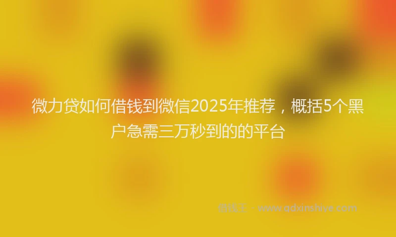 微力贷如何借钱到微信2025年推荐，概括5个黑户急需三万秒到的的平台
