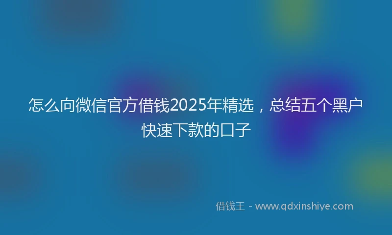 怎么向微信官方借钱2025年精选，总结五个黑户快速下款的口子