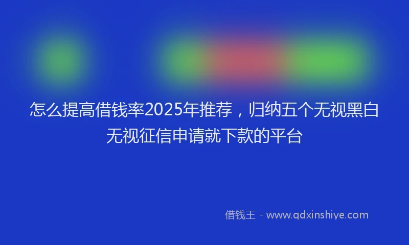 怎么提高借钱率2025年推荐，归纳五个无视黑白无视征信申请就下款的平台