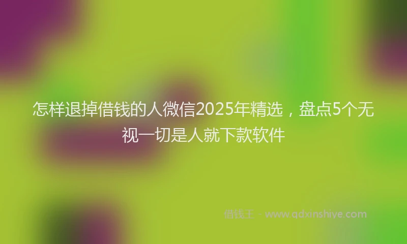 怎样退掉借钱的人微信2025年精选，盘点5个无视一切是人就下款软件