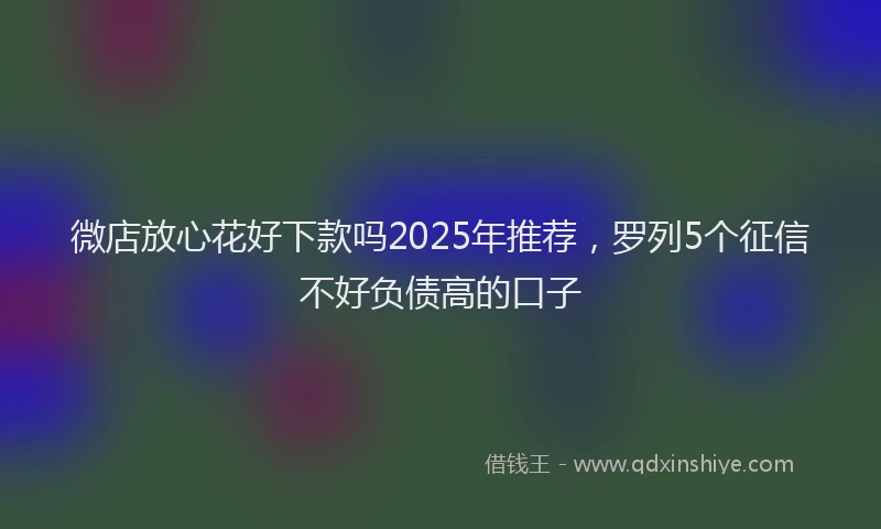 微店放心花好下款吗2025年推荐，罗列5个征信不好负债高的口子