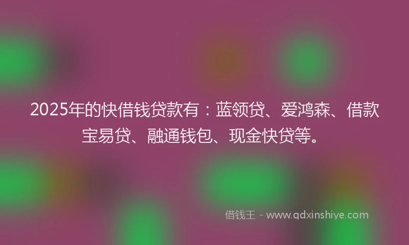 2025年的快借钱贷款有：蓝领贷、爱鸿森、借款宝易贷、融通钱包、现金快贷等。