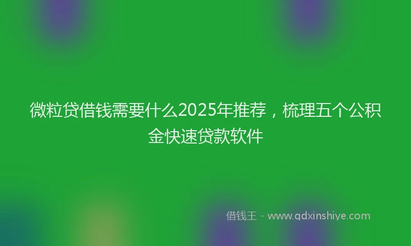 微粒贷借钱需要什么2025年推荐，梳理五个公积金快速贷款软件