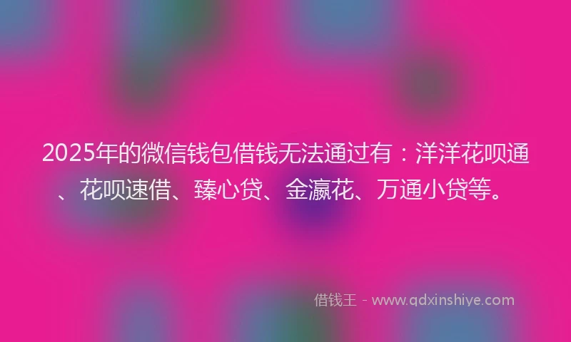 2025年的微信钱包借钱无法通过有：洋洋花呗通、花呗速借、臻心贷、金瀛花、万通小贷等。
