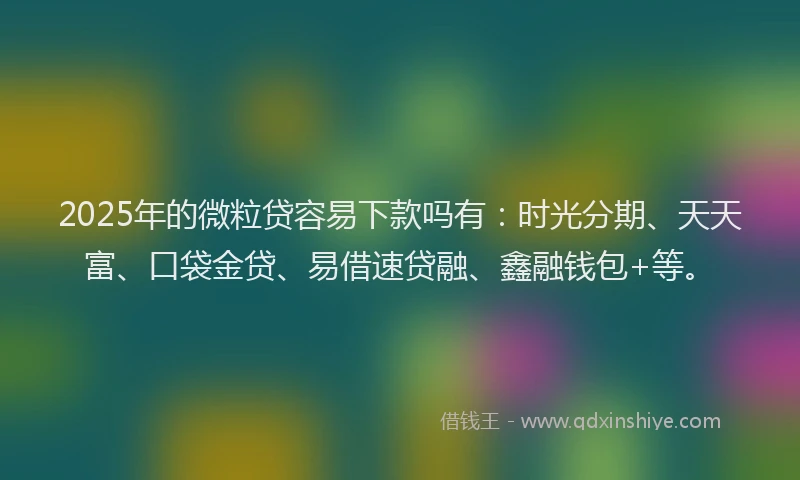 2025年的微粒贷容易下款吗有：时光分期、天天富、口袋金贷、易借速贷融、鑫融钱包+等。