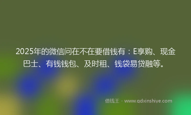 2025年的微信问在不在要借钱有：E享购、现金巴士、有钱钱包、及时租、钱袋易贷融等。