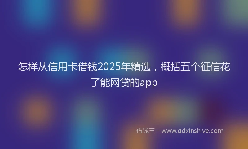 怎样从信用卡借钱2025年精选，概括五个征信花了能网贷的app