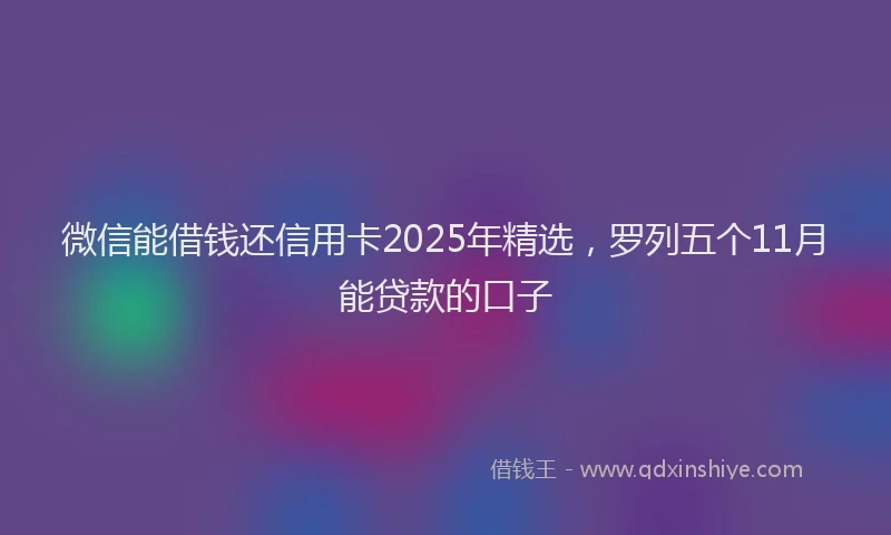 微信能借钱还信用卡2025年精选，罗列五个11月能贷款的口子