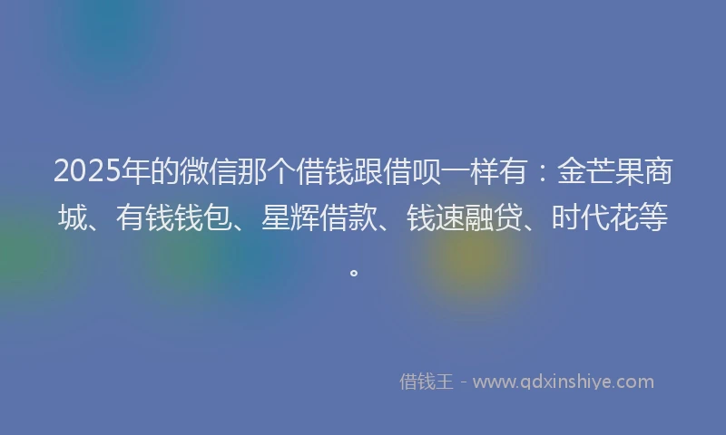 2025年的微信那个借钱跟借呗一样有：金芒果商城、有钱钱包、星辉借款、钱速融贷、时代花等。