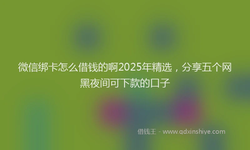 微信绑卡怎么借钱的啊2025年精选，分享五个网黑夜间可下款的口子